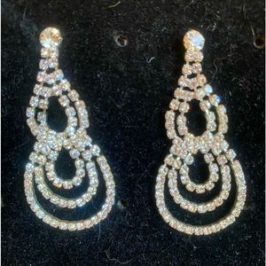 Fun Rhinestone Chandelier Pierced Earrings